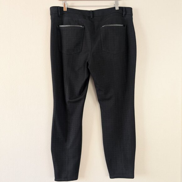 White House Black Market Black Skinny Ankle Pant Zippered Leg Houndstooth Sz 14 - Picture 7 of 16
